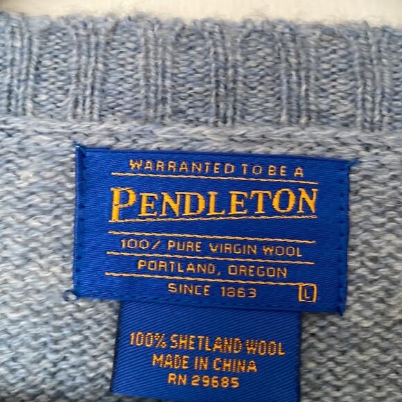 Pendleton Blue Wool Sweater Sz L - Picture 2 of 3